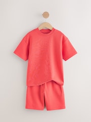 Rouge - Ensemble t-shirt et short épais décontracté (3-16 ans) - Image 7 of 9