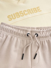 Yellow/Stone Subscribe V-Neck Short Sleeve T-Shirt and Shorts Set (3-16yrs) - Image 4 of 5