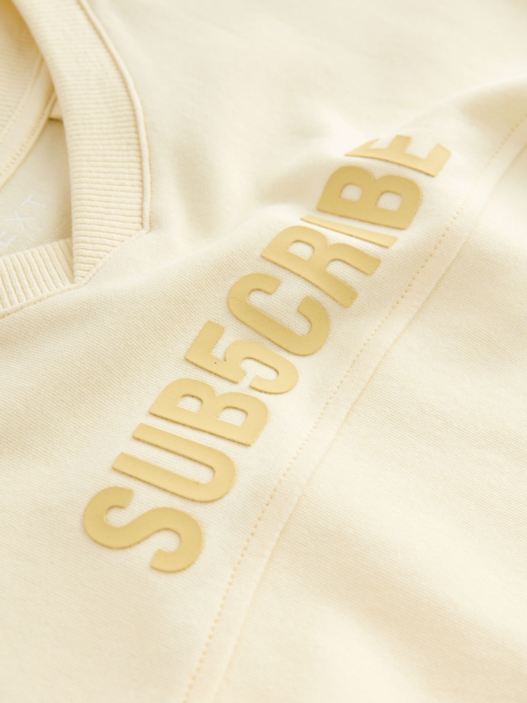 Yellow/Stone Subscribe V-Neck Short Sleeve T-Shirt and Shorts Set (3-16yrs) - Image 5 of 5