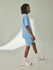 Blue Relax Fit Heavyweight T-Shirt And Shorts Set (3-16yrs) - Image 2 of 7