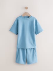 Blue Relax Fit Heavyweight T-Shirt And Shorts Set (3-16yrs) - Image 3 of 7