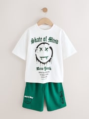 Skate of Mind branco/verde - Conjunto de camisetas e shorts de manga curta com ajuste descontraído (3a16anos) - Imagem 5 de 9