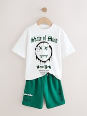 Skate of Mind branco/verde - Conjunto de camisetas e shorts de manga curta com ajuste descontraído (3a16anos) - Imagem 7 de 9