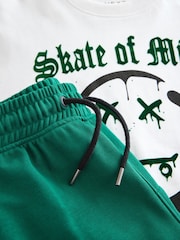 Skate of Mind branco/verde - Conjunto de camisetas e shorts de manga curta com ajuste descontraído (3a16anos) - Imagem 9 de 9