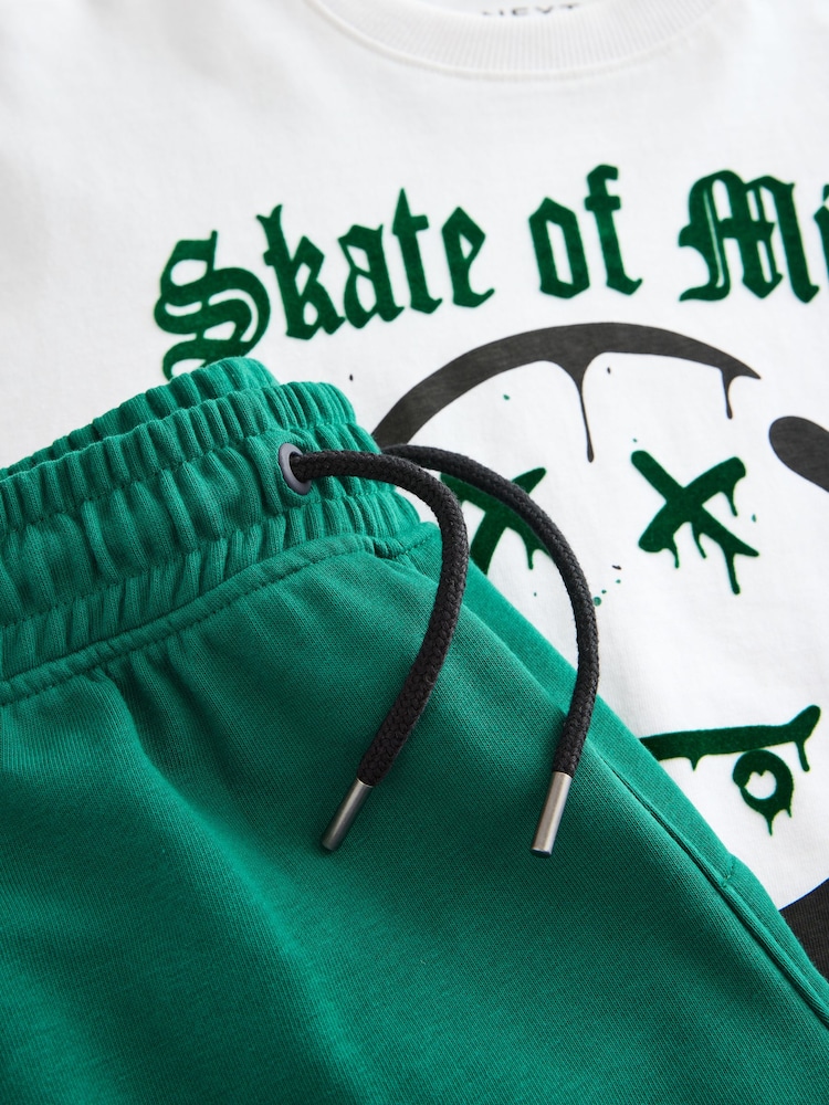 Skate of Mind branco/verde - Conjunto de camisetas e shorts de manga curta com ajuste descontraído (3a16anos) - Imagem 9 de 9