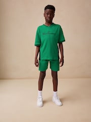 Green Sporty V-Neck Short Sleeve T-Shirt and Shorts Set (3-16yrs) - Image 2 of 10