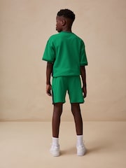 Green Sporty V-Neck Short Sleeve T-Shirt and Shorts Set (3-16yrs) - Image 3 of 10