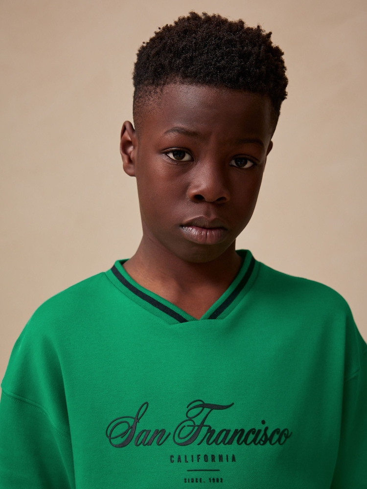 Green Sporty V-Neck Short Sleeve T-Shirt and Shorts Set (3-16yrs) - Image 4 of 10