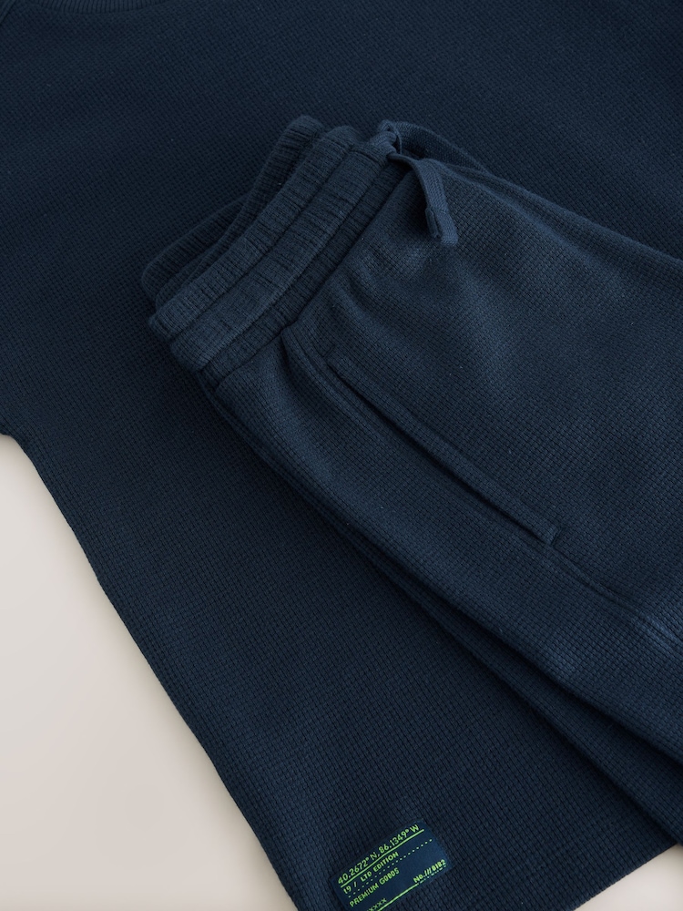 Navy Blue Textured Short Sleeve T-Shirt and Shorts Set (3-16yrs) - Image 5 of 7