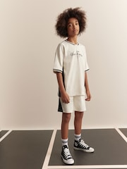 Ecru White Sporty V-Neck Short Sleeve T-Shirt and Shorts Set (3-16yrs) - Image 1 of 8