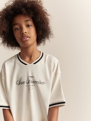 Ecru White Sporty V-Neck Short Sleeve T-Shirt and Shorts Set (3-16yrs) - Image 3 of 8