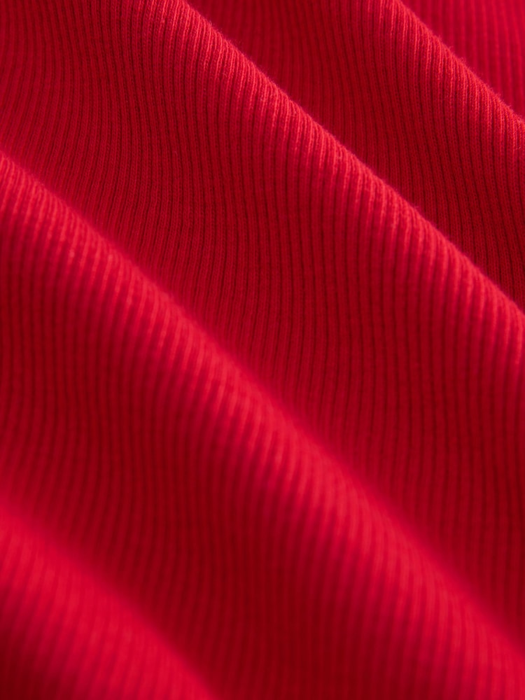 Red Long Sleeve Ribbed Crew Neck Top - Image 6 of 6