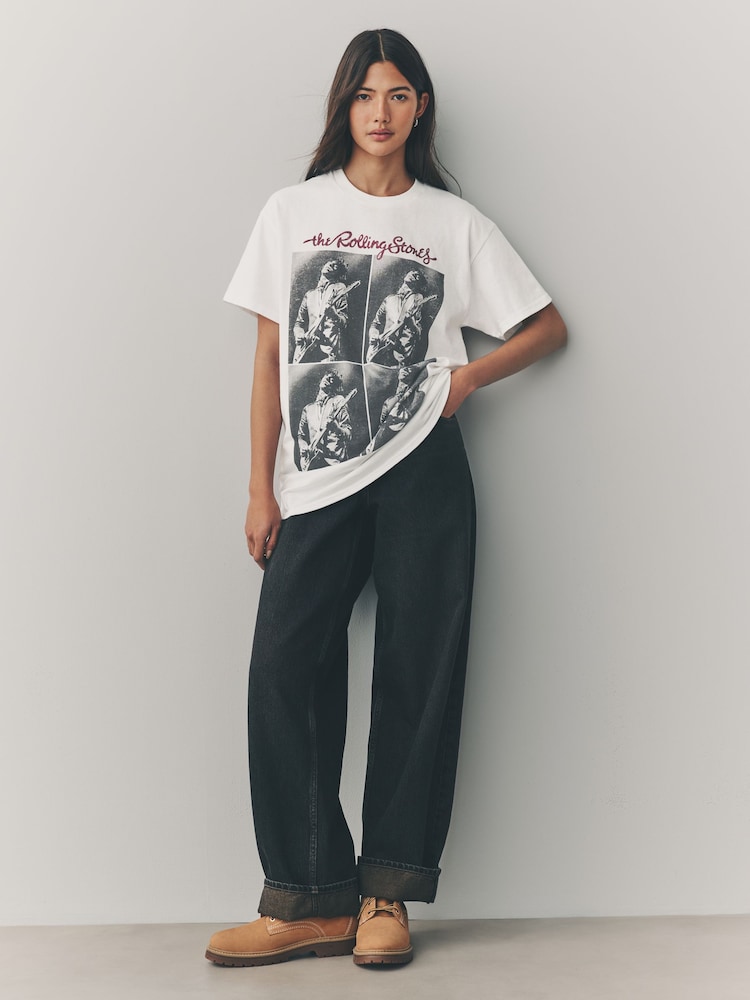 White Offical License 100% Cotton Graphic Rolling Stones Band Short Sleeve T-Shirt - Image 2 of 9
