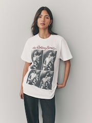 White Offical License 100% Cotton Graphic Rolling Stones Band Short Sleeve T-Shirt - Image 3 of 9