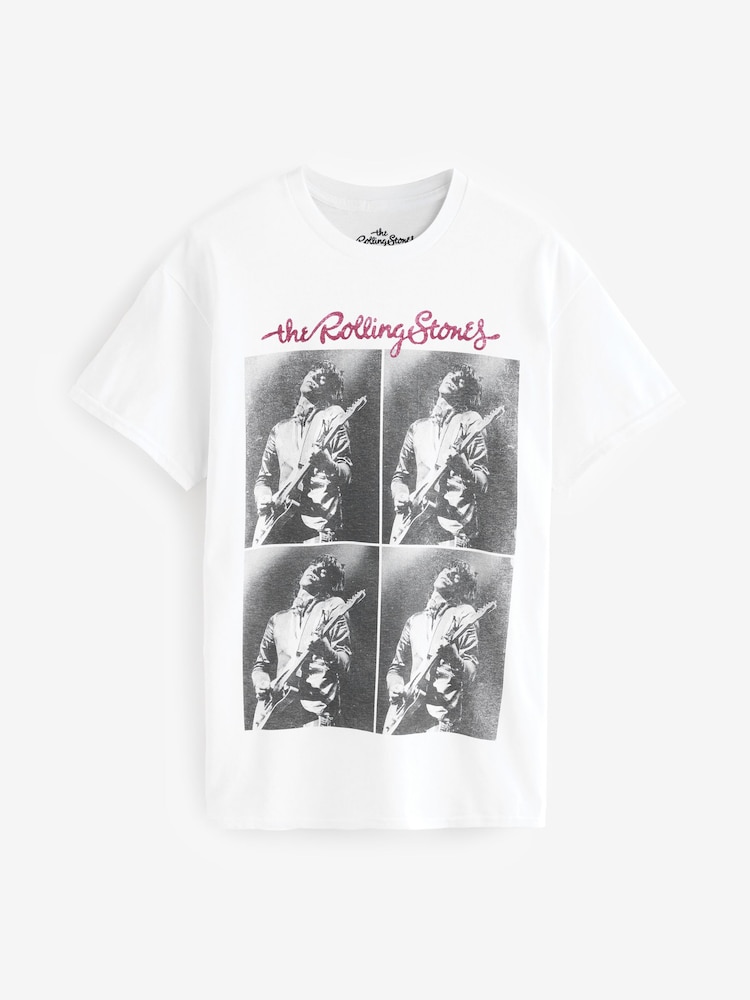 Blanc - Licence officielle 100% Coton Graphic Rolling Pierre Band Manches courtes T-shirt - Image 6 of 9