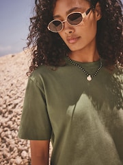 Green 100% Cotton T-Shirt Dress - Image 3 of 7
