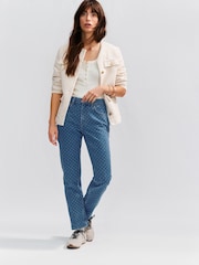 Ecru Wide Rib Short Sleeve Button Henley Top - Image 2 of 8