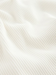 Ecru Wide Rib Short Sleeve Button Henley Top - Image 8 of 8