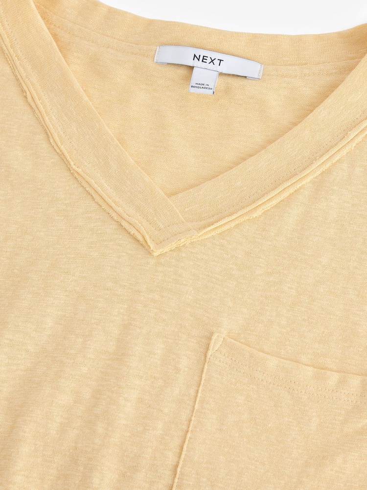 Buttermilk/Yellow Oversized V-Neck Short Sleeve T-Shirt - Image 6 of 7