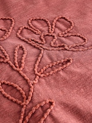 Rust Red 100% Cotton Tonal Corded Detail Short Sleeve Crew Neck T-Shirt - Image 7 of 8