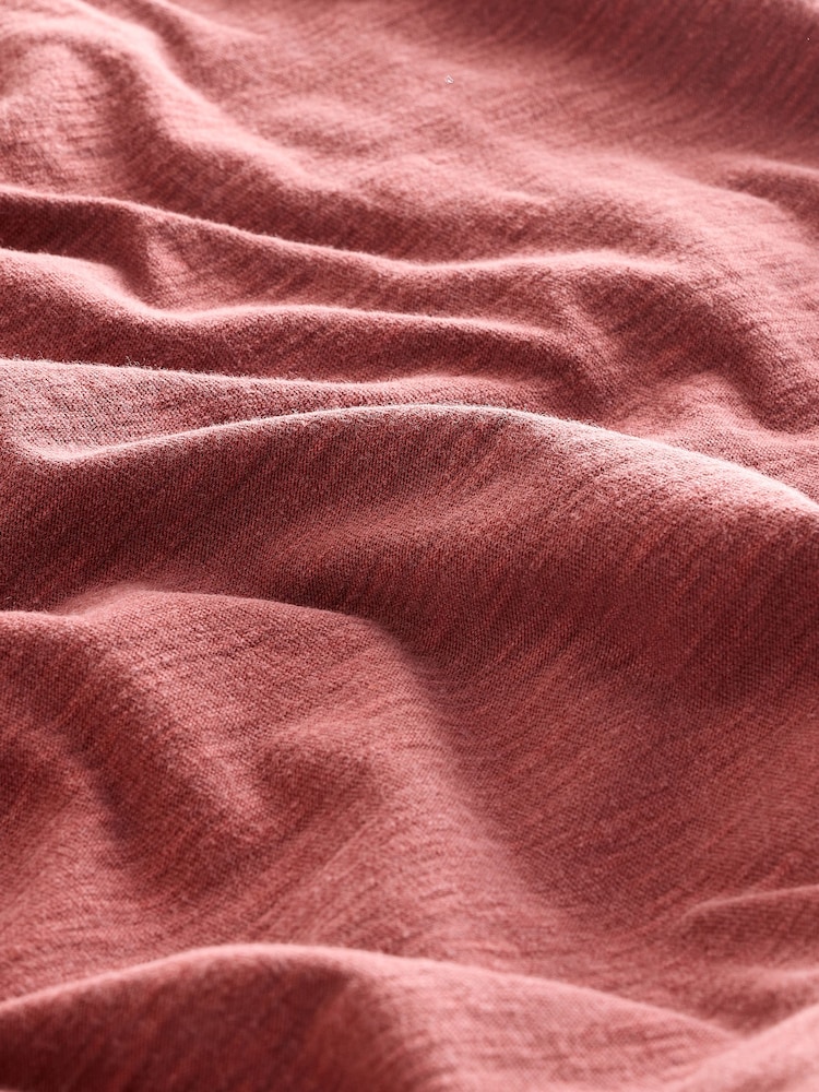 Rust Red 100% Cotton Tonal Corded Detail Short Sleeve Crew Neck T-Shirt - Image 8 of 8