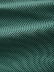 Green/White Ribbed Racer Tank Vest Sleeveless Top - Image 8 of 8