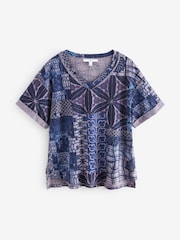 Blue/Purple Oversized V-Neck Short Sleeve T-Shirt - Image 6 of 6