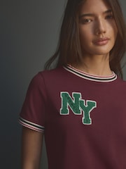 Burgundy Red - 100% Cotton Boucle City Graphic Short Sleeve Crewneck T-Shirt - Image 1 of 9