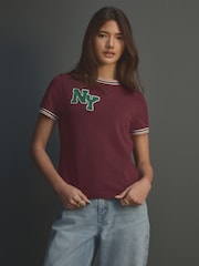 Burgundy Red - 100% Cotton Boucle City Graphic Short Sleeve Crewneck T-Shirt - Image 2 of 9