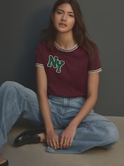 Burgundy Red - 100% Cotton Boucle City Graphic Short Sleeve Crewneck T-Shirt - Image 5 of 9