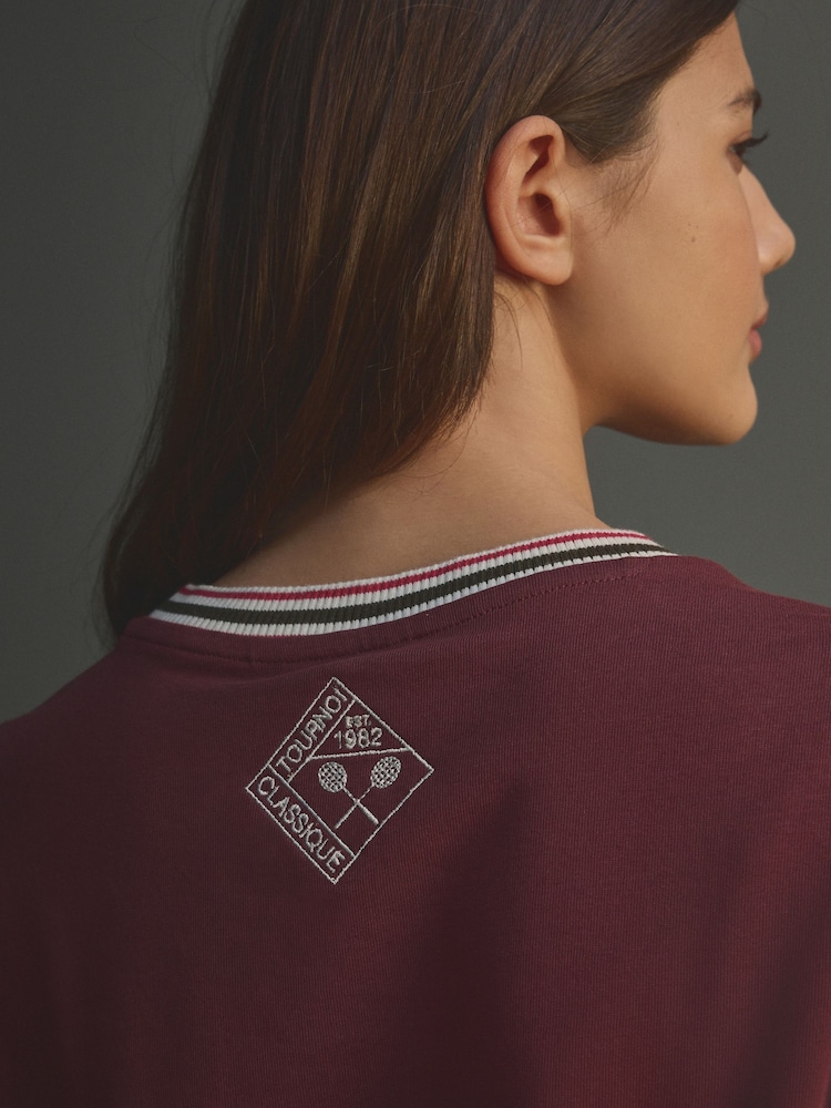 Burgundy Red 100% Cotton Boucle City Graphic Short Sleeve Crewneck T-Shirt - Image 6 of 9