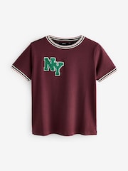 Burgundy Red - 100% Cotton Boucle City Graphic Short Sleeve Crewneck T-Shirt - Image 7 of 9