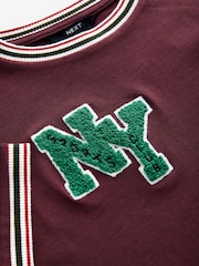 Burgundy Red - 100% Cotton Boucle City Graphic Short Sleeve Crewneck T-Shirt - Image 8 of 9