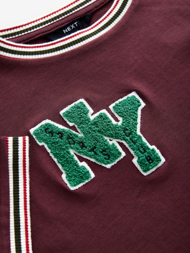 Burgundy Red 100% Cotton Boucle City Graphic Short Sleeve Crewneck T-Shirt - Image 8 of 9