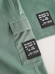 Khaki Green 100% Cotton Utility Short Sleeve T-Shirt and Shorts Set (3-16yrs) - Image 5 of 6