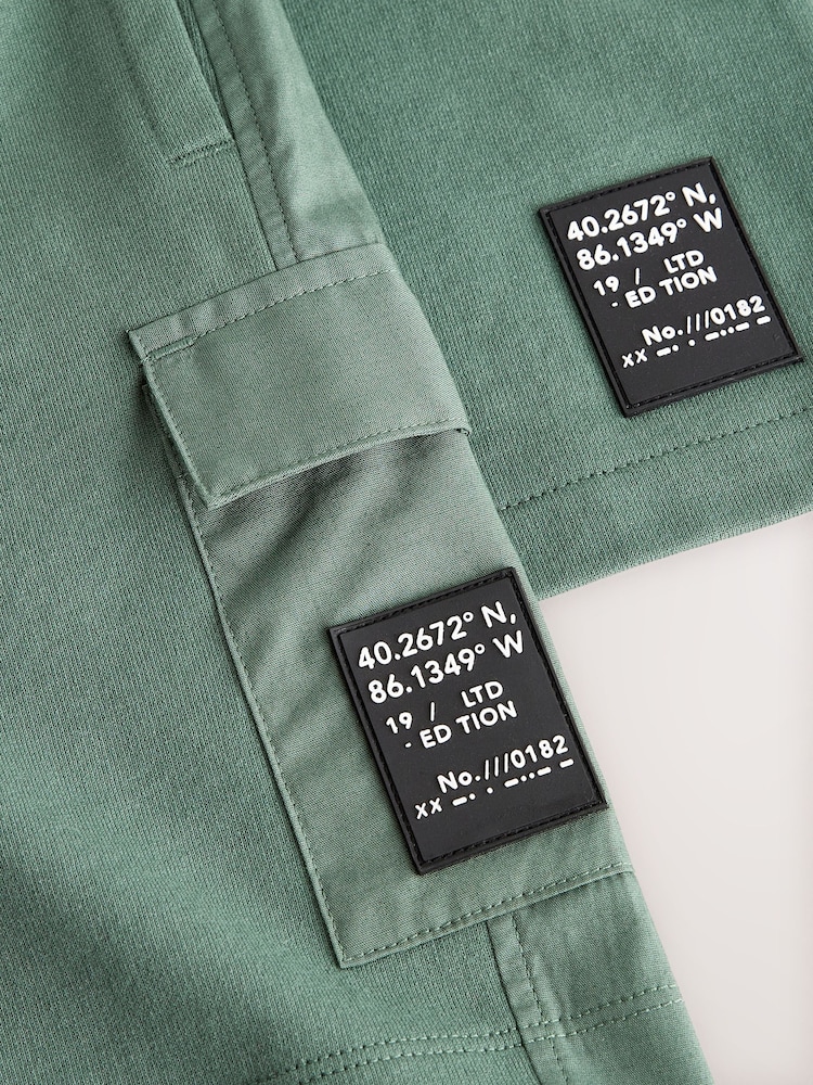 Khaki Green 100% Cotton Utility Short Sleeve T-Shirt and Shorts Set (3-16yrs) - Image 5 of 6