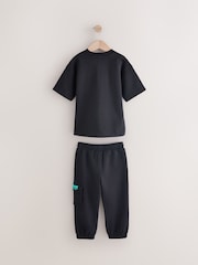Black Sub5cribe T-Shirt and Joggers Set (3-16yrs) - Image 2 of 4