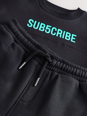 Black Sub5cribe T-Shirt and Joggers Set (3-16yrs) - Image 3 of 4
