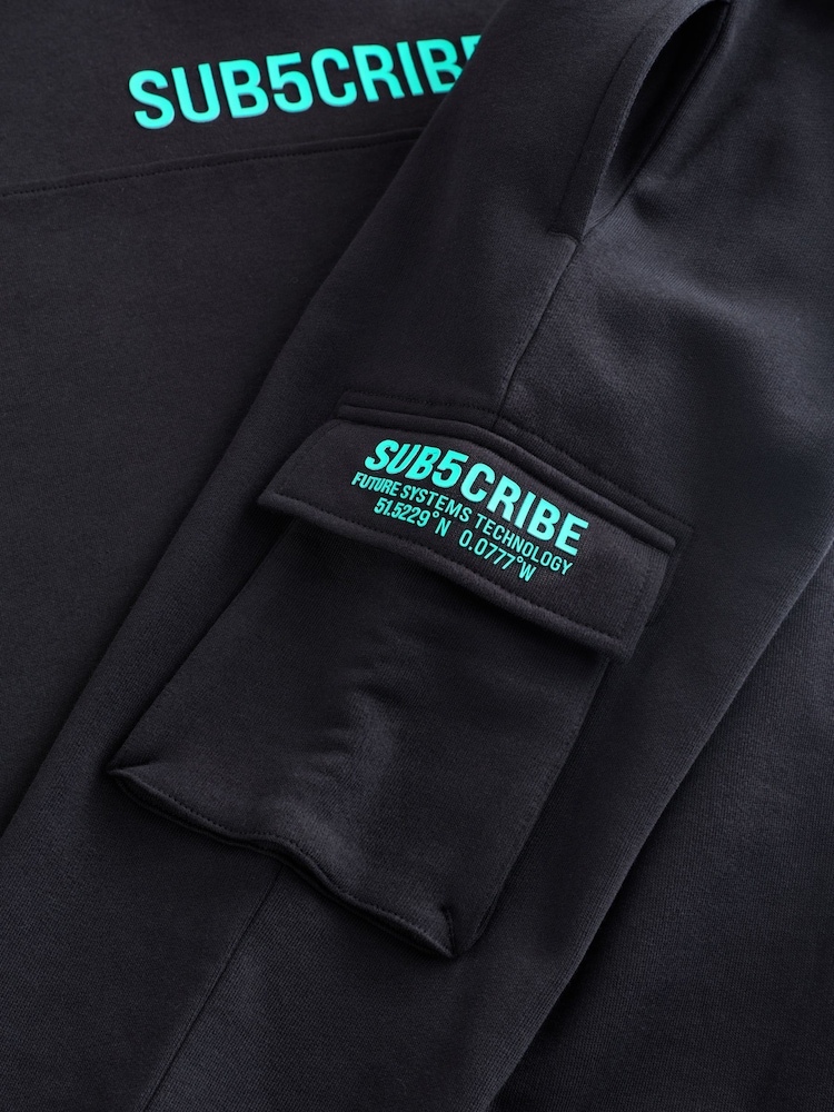 Black Sub5cribe T-Shirt and Joggers Set (3-16yrs) - Image 4 of 4