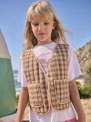 Oatmeal Gingham Waistcoat And T-Shirt Set (3-16yrs) - Image 1 of 9
