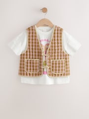 Oatmeal Gingham Waistcoat And T-Shirt Set (3-16yrs) - Image 5 of 9