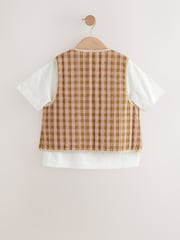 Oatmeal Gingham Waistcoat And T-Shirt Set (3-16yrs) - Image 6 of 9