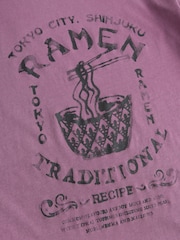 Plum Purple Relaxed Fit Short Sleeve Seam Detail Skater Style 100% Cotton T-Shirt - Image 8 of 8