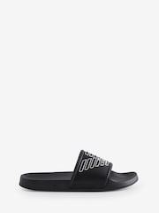 Emporio Armani EA7 Large Logo Rubber Black Sliders - Imagen 1 de 4