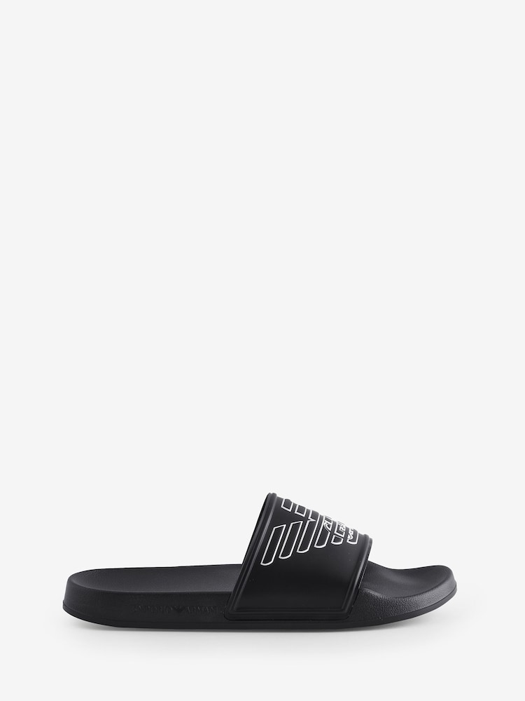 Emporio Armani EA7 Large Logo Rubber Black Sliders - Imagen 1 de 4