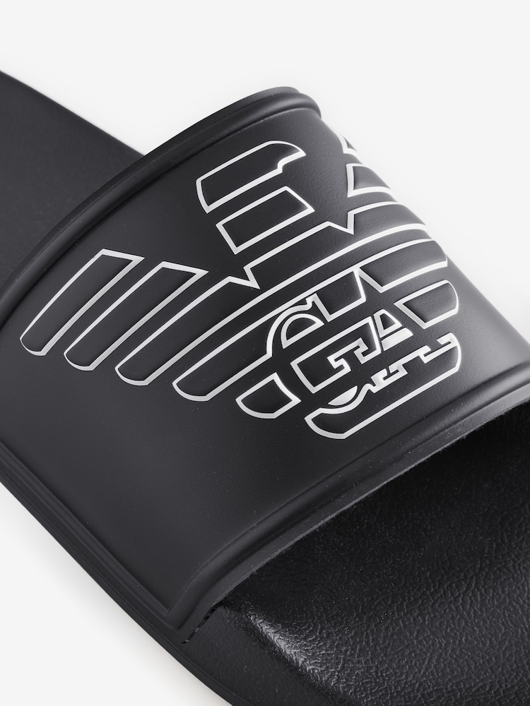 Emporio Armani EA7 Large Logo Rubber Black Sliders - Imagen 4 de 4