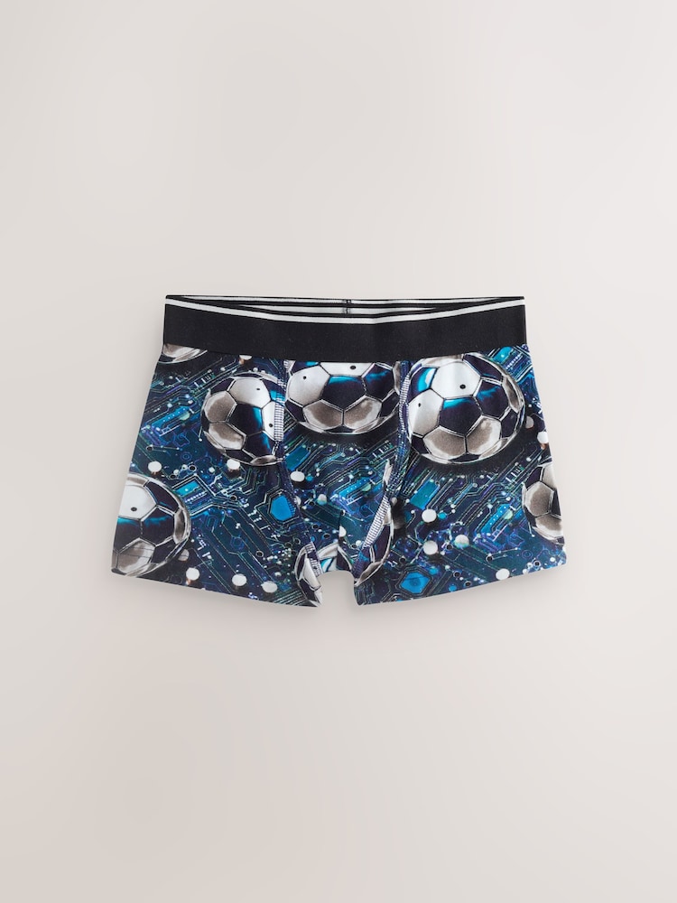 Blue/Black Football Print Trunks 5 Pack (2-16yrs) - Image 5 of 9