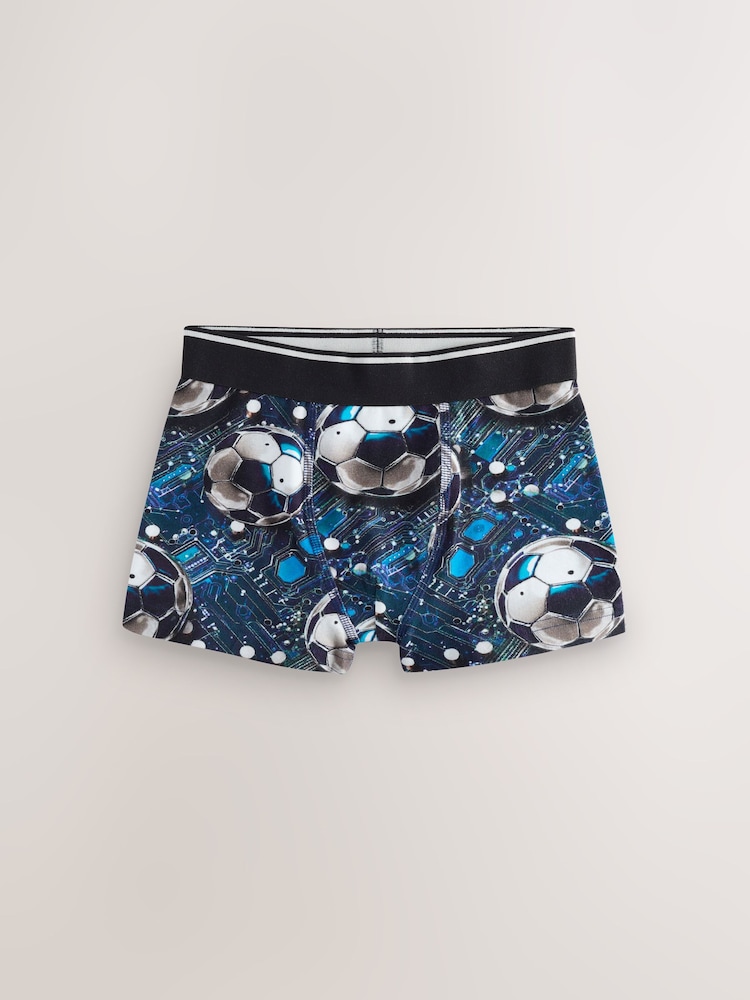 Blue/Black Football Print Trunks 5 Pack (2-16yrs) - Image 7 of 9