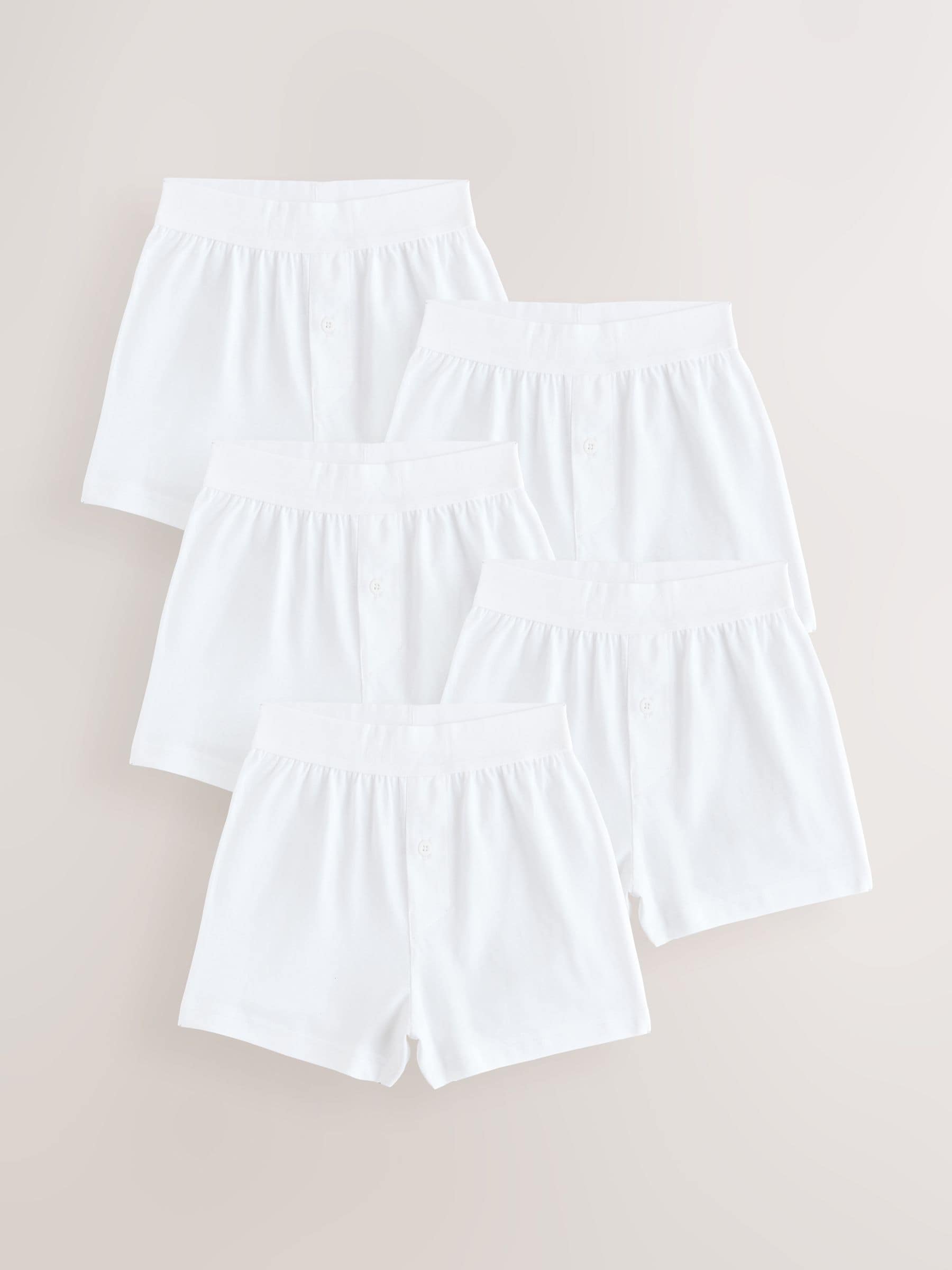Buy White Loose Fit 100% Cotton Boxers 5 Pack (1.5-16yrs) from