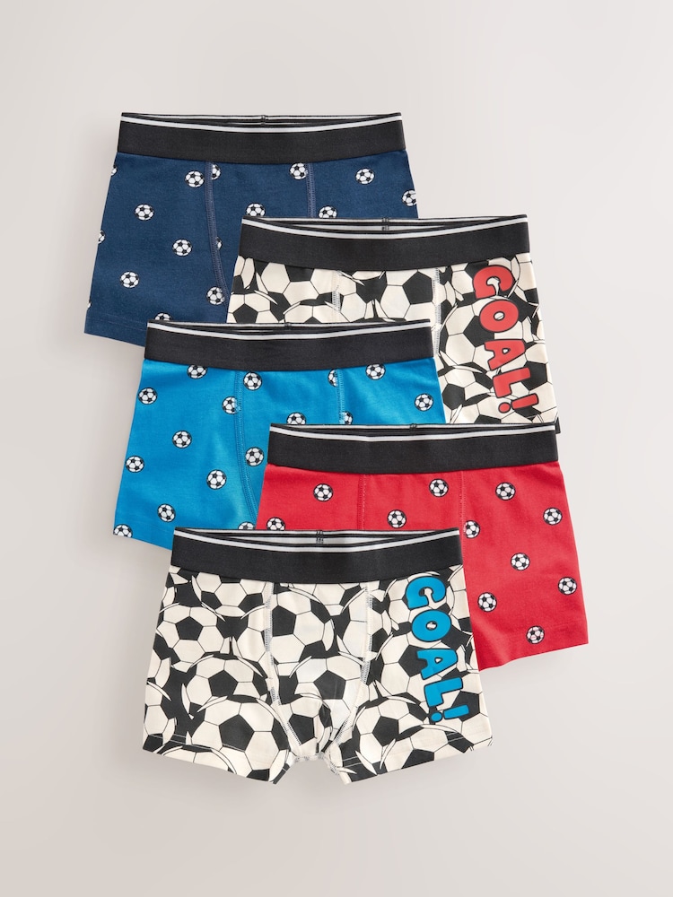Rot/Blau, Fußball - Pattern Trunks 5 Pack (1.5-16yrs) - Bild 1 von 9 Rot/Blau, Fußball - Pattern Trunks 5 Pack (1.5-16yrs) - Bild 1 von 9
